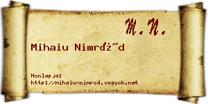 Mihaiu Nimród névjegykártya